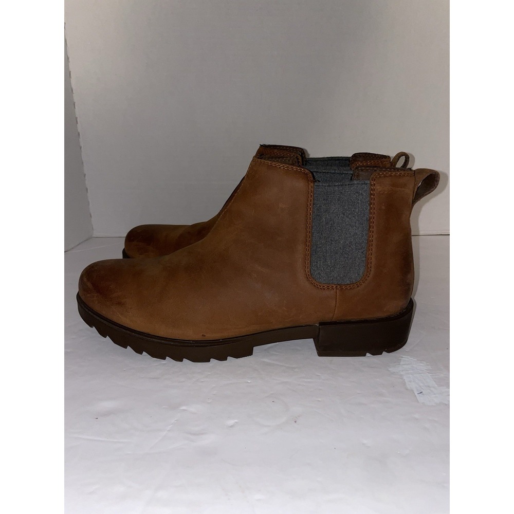 Sorel Waterproof Women's Emelie II Chelsea Bootie In Dark Amber/Tobacco Size 11 - Picture 3 of 13
